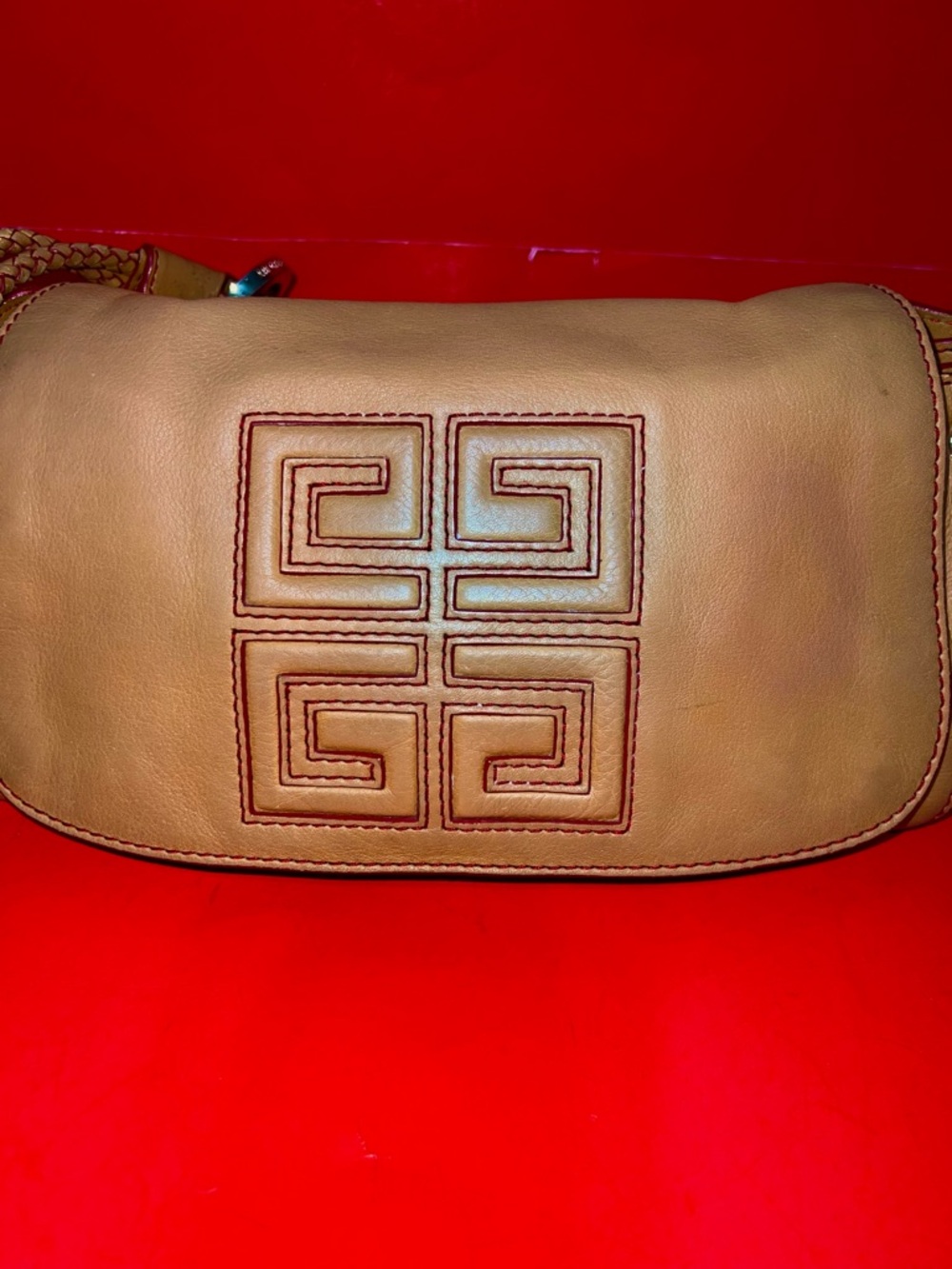 🛑SOLD🛑GIVENCHY Saddle Shoulder Bag in Tan with Embossed Logo